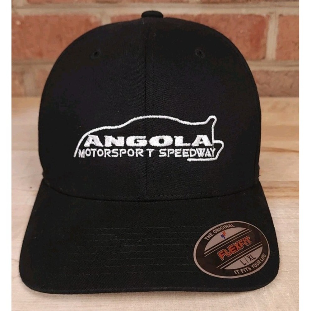 Angola Motorsport Speedway Black Flexfit Hat Cap Size L/XL